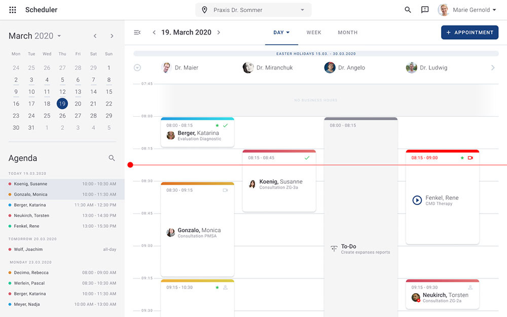 medondo Terminkalender (Tagesansicht)