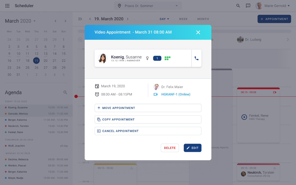 Terminplaner mit Videotermin